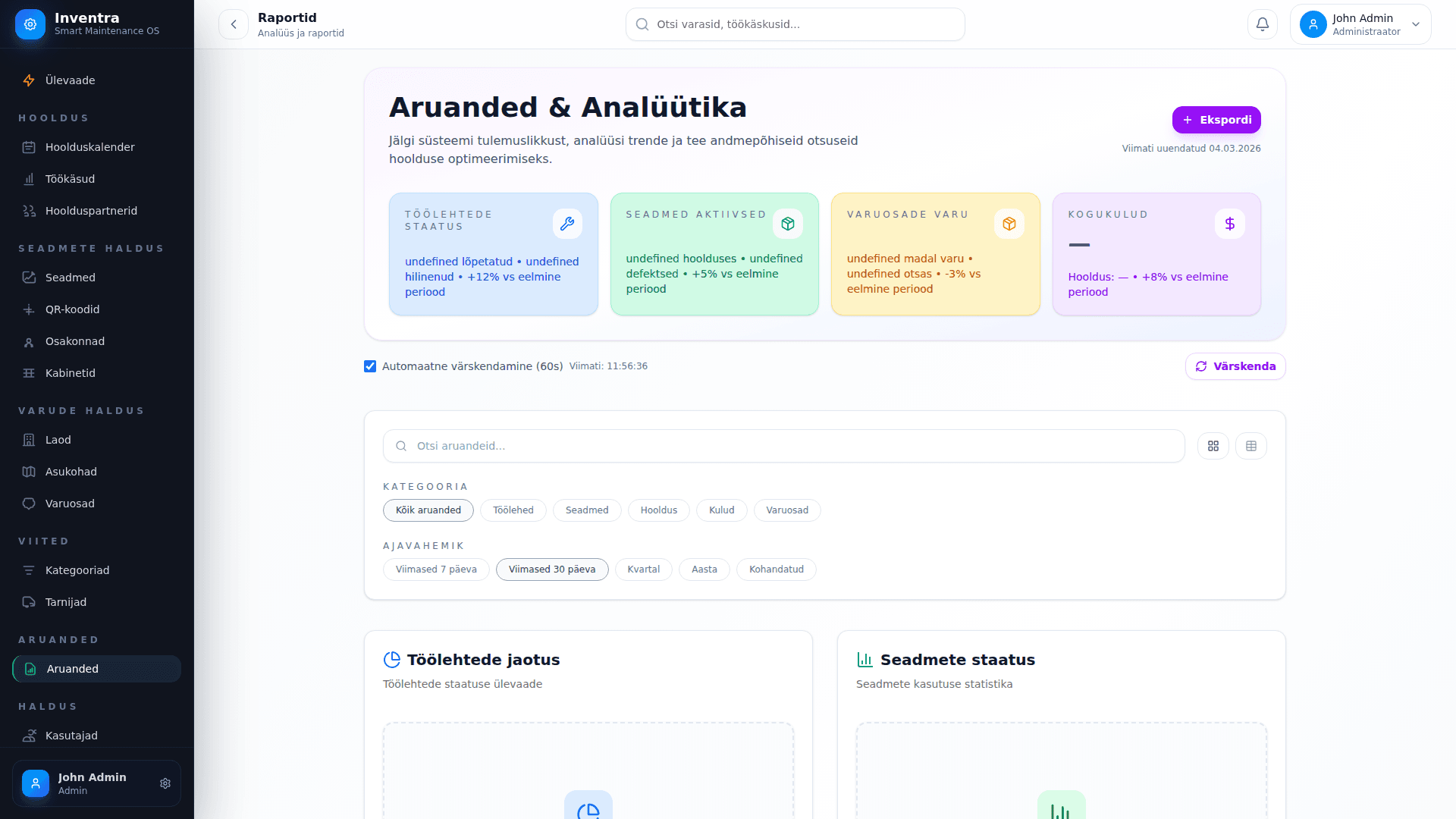 Aruandluse analüütika vaade